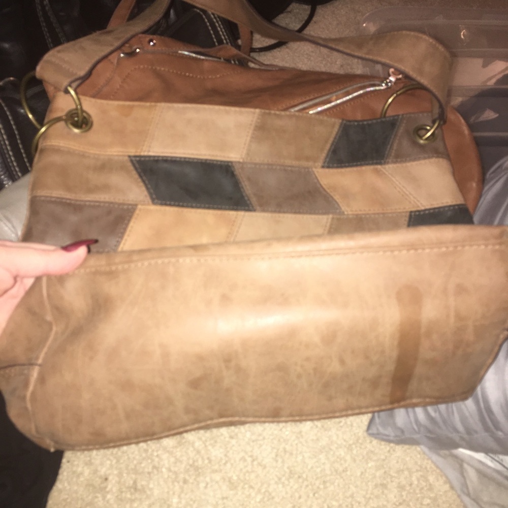 American Eagle Brown Leather Patchwork Bag - image 3